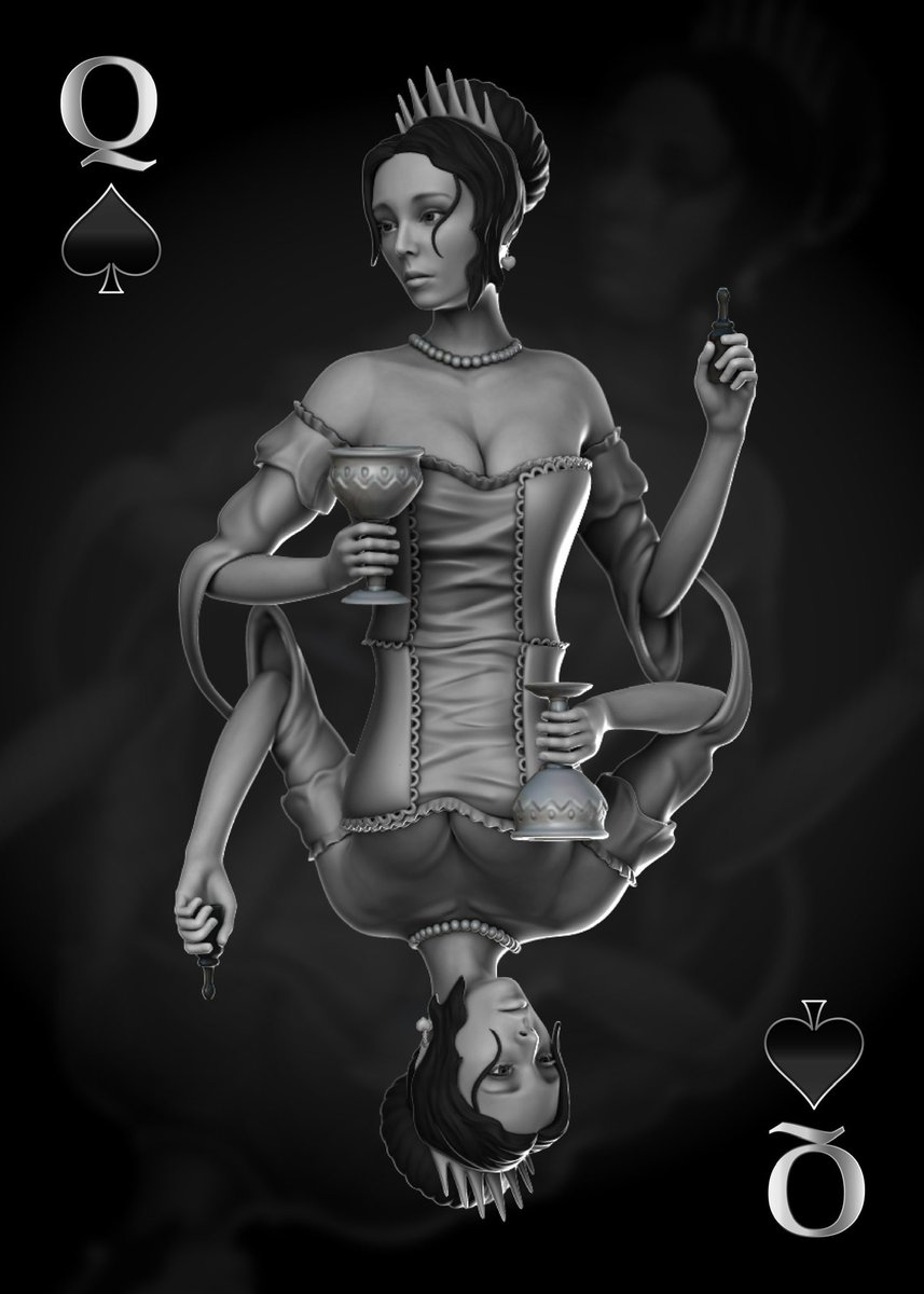 By the end of this week we should have the final base card designs in from our artists. We are super excited to share them with you all! 

Here is a sneak peek of our Queen of Spades Base Card! 

What do you think of it?

#RoyalFlush #NFT #SneakPeek