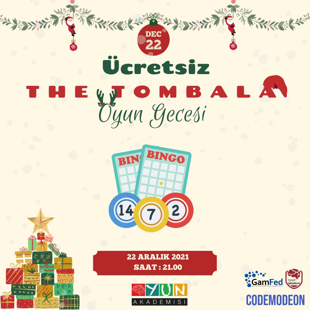 Oyun Akademisi Aralık ayı Oyun Gecesi’nde yılbaşlarının vazgeçilmez oyunu olan “Tombala” oynuyoruz! Sürpriz ödüllerin olduğu The Tombala için kayıtlar başladı. Siz de tombala kart sayısıyla sınırlı olan kontenjandan yararlanmak için acele edin. 🎉👇🏻
kubist.net/event/the-tomb…