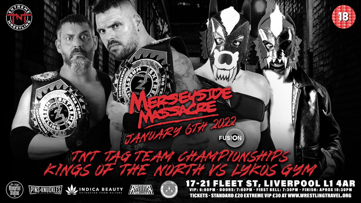 They recaptured the TNT Tag Team Titles at #ColdDayInHell but Kings of the North <a href="/CorvinNI/">Damien Corvin : Red Right Hand</a> <a href="/BonesawAl/">Bonesaw KOTN</a> are not taking it easy in 2022!

Their next challenge? Lykos Gym! <a href="/KidLykos/">Kid Lykos キッド・ライコス</a> <a href="/KidLykosII/">Kid Lykos II • ライコス II</a> 

🎟TICKETS AVAILABLE SOON🎟