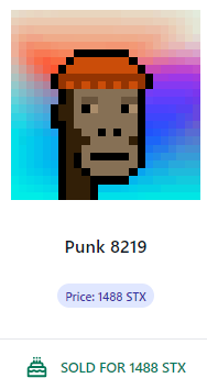 PunksOnStacks's tweet photo. Things are moving in the marketplace!
Have a look! ππ
An #Ape #StacksPunk &
A #ZeroAttribute #StacksPunk
SOLD for 2376 STX! π₯
Other opportunities you ask?
Check out these
#Choker or #WeldingGoggles or #TopHat ππ» https://t.co/ZODPfoeJ8E