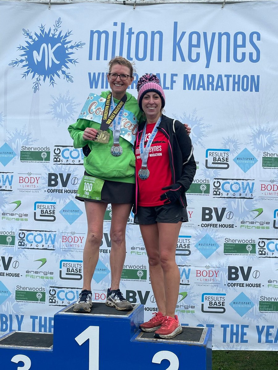 JenBates5's tweet photo. Last Half Marathon of 2021. Challenge completed 1 per month. Great one today celebrating Tinas 100th official half. Great event and well organised @BigCowevents1 #mkwinterhalf ๐ฅ https://t.co/aJSZHlPXPn