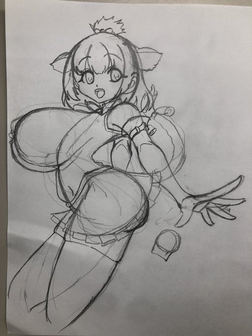 ネットで見たアレコレ試してみたらバチクソ可愛いく描けた気がするから帰ったら仕上げよう 