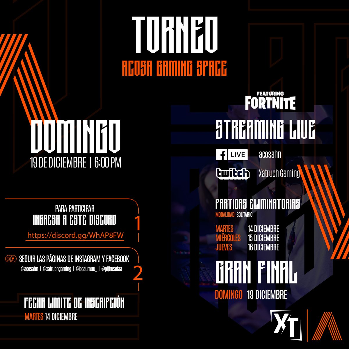 Xatruch_Gaming's tweet photo. ¡Clasifica al Torneo @ACOSA Gaming Space! 📣

🥇Primer Lugar: Silla Gamer  💺
🥈Segundo Lugar: 
Teclado y Mouse ⌨🖱
🥉Tercer Lugar: Micrófono 🎤

✅Únete a este servidor de Discord: 
🔗https://t.co/jhJabcWGeS

#acosagamingspace 
#acosahn #XT #VictoryRoyale 
#Fortnite #Honduras https://t.co/YR11bL7nzn