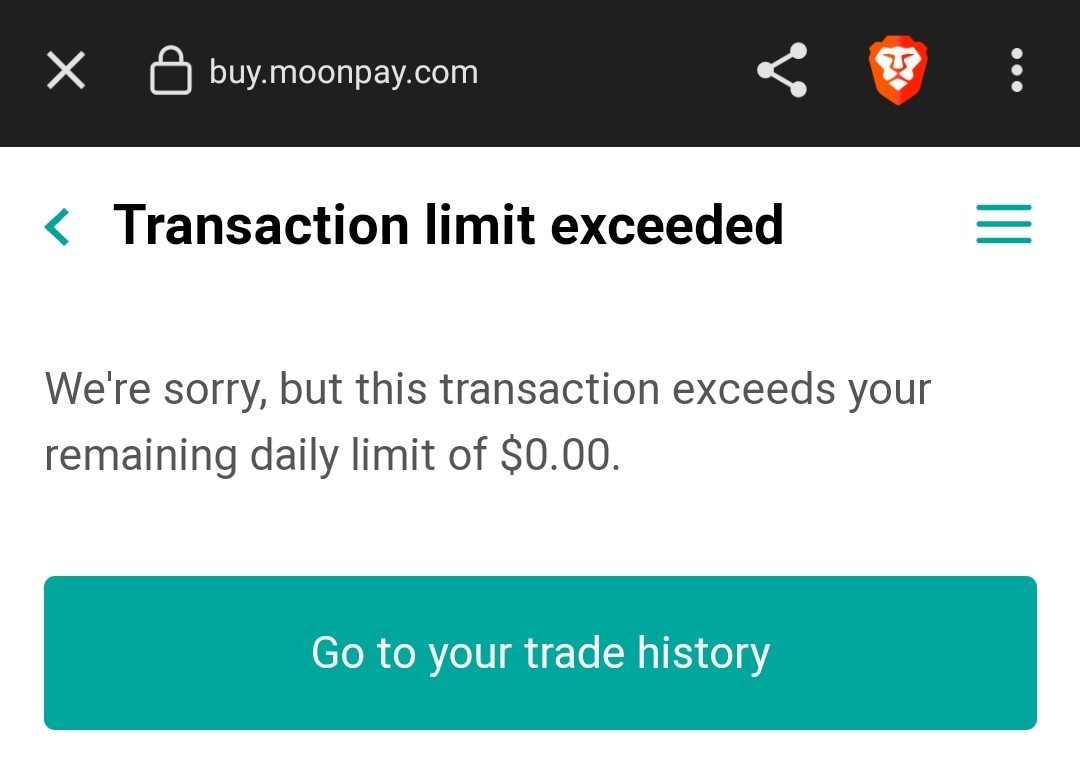 LJS54128371's tweet photo. @safemoon Hey @safemoon, does anybody know why i can't buy BNB with Moonpay? I keep getting this message.. Any help?? https://t.co/FPrBtvtmea