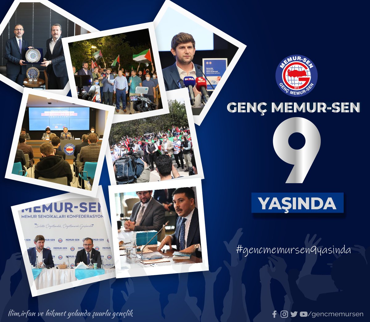 Bizler, ortak bir hayale, Türkiye’ye inanmış gençleriz.                          Biz, Genç Memur-Sen’iz.
#GencMemurSen9Yasında 
<a href="/MemurSenKonf/">Memur-Sen</a>
<a href="/gencmemursen/">Genç Memur-Sen</a> 
<a href="/ADEMgenelmerkez/">ADEM Genel Merkez</a>