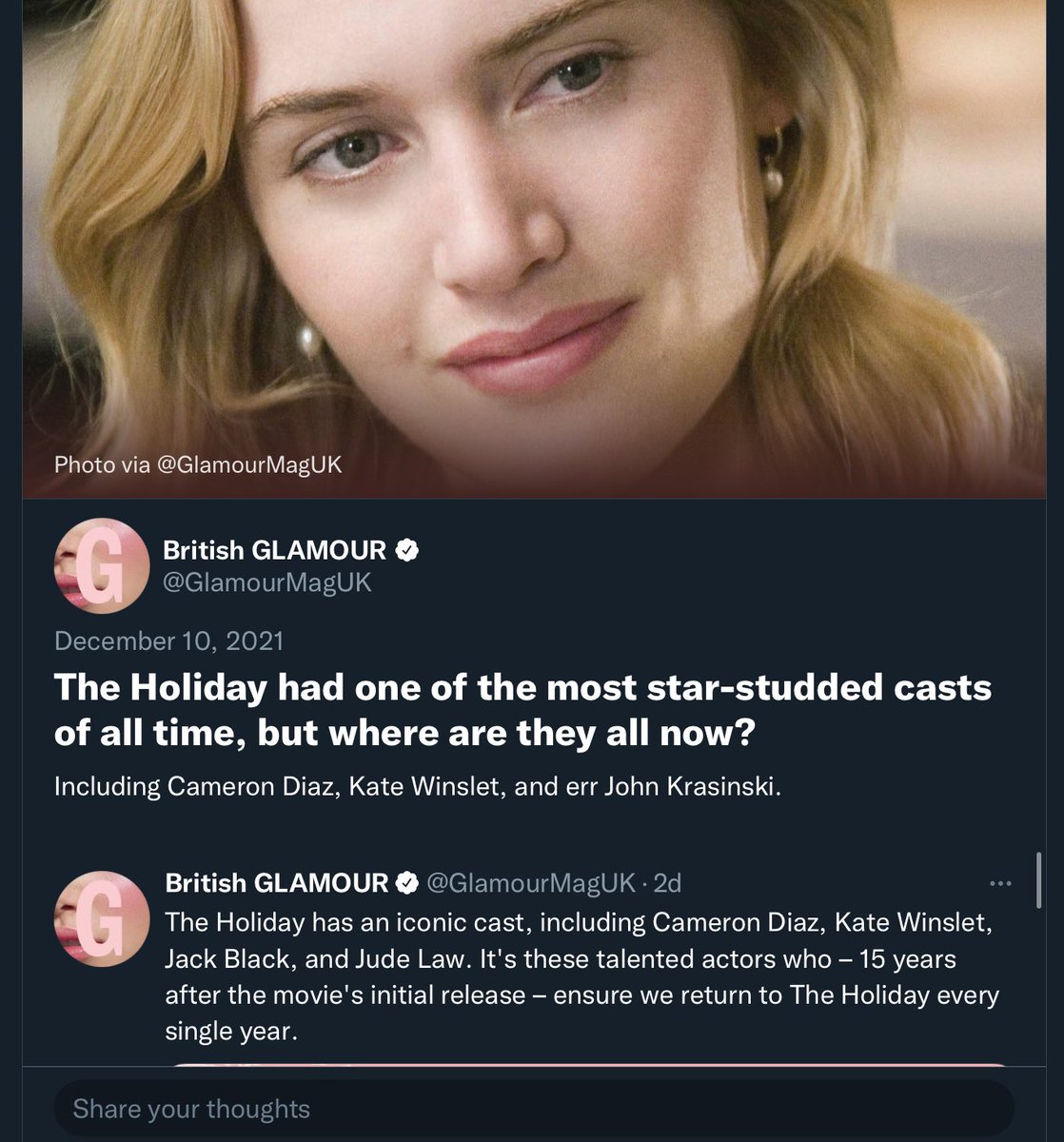 I mean yeah, I was really starting to worry about what and where Kate Winslet, Jack Black, Jude Law and Cameron Diaz were these days. Thank god someone’s managed to locate this mind blowing information for us. https://t.co/TFzgDb9Mpo