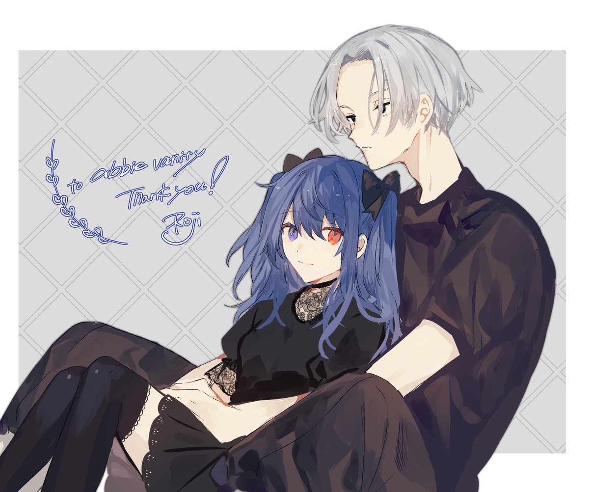 ohmanjiro's tweet photo. another skeb came in and i’ve been blessed 🥺👉🏻👈🏻 here’s your dose of abbie x mikey 💙♥️

🎨: @Roji_xx 

#abbuart https://t.co/Aj82sqBCl3