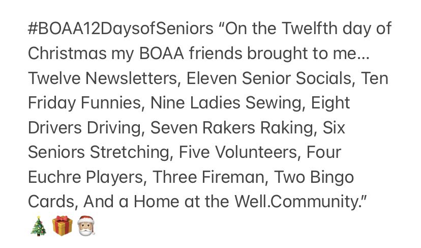#BOAA12DaysofSeniors Click link in bio to donate! 🎄🎁🎅🏼