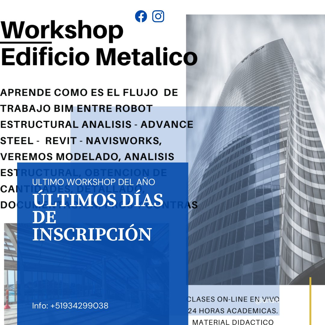 mongesbim's tweet photo. Ultimos dias de inscripcion, inicio el miercoles 15 de diciembre.

#bimmanager #bim3d #bim #autodesk #advancesteel #roboticanalytics #revit #revitstructure #analisis #estructurasmetalicas #estructuras #estructura https://t.co/J1ITlKasBQ
