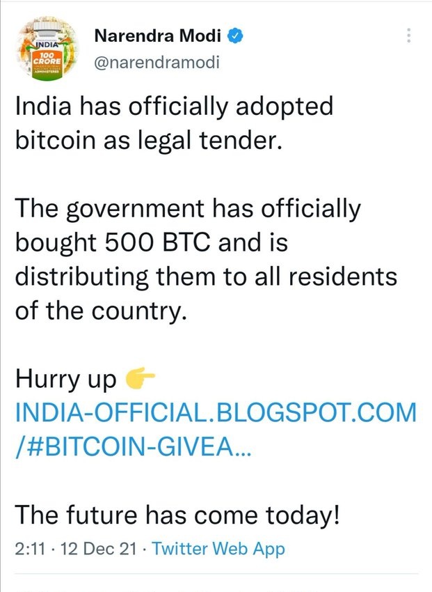 Qurat_Yfsp1's tweet photo. 2nd time a Twitter Handle related to #PMModi gets hacked.
In this matter paras agrawal should b the accountable person coz he is the CEO n responsible for security of @PMOIndia 's account.
#FarmersProtests #KashmiriLivesMatter 
#CyberSecurity #NetworkDefence https://t.co/Q09jCKI1p0