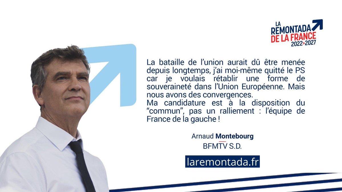 montebourg's tweet photo. Nous avons pour mission de mettre à profit nos convergences pour construire un #ProjetCommun. Ainsi seulement nous ferons face au péril qui nous menace. https://t.co/1oEMZJcbDV