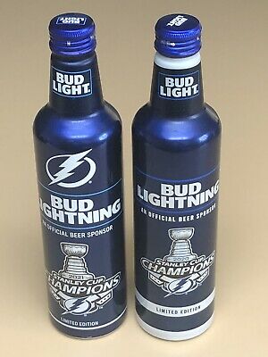 WizardSurf's tweet photo. Tampa Bay Lightning BUD LIGHT 2020 &amp; 2021 STANLEY CUP CHAMPIONS Empty Bottles https://t.co/yp60WYPFoV https://t.co/iL5KN9WLLV
