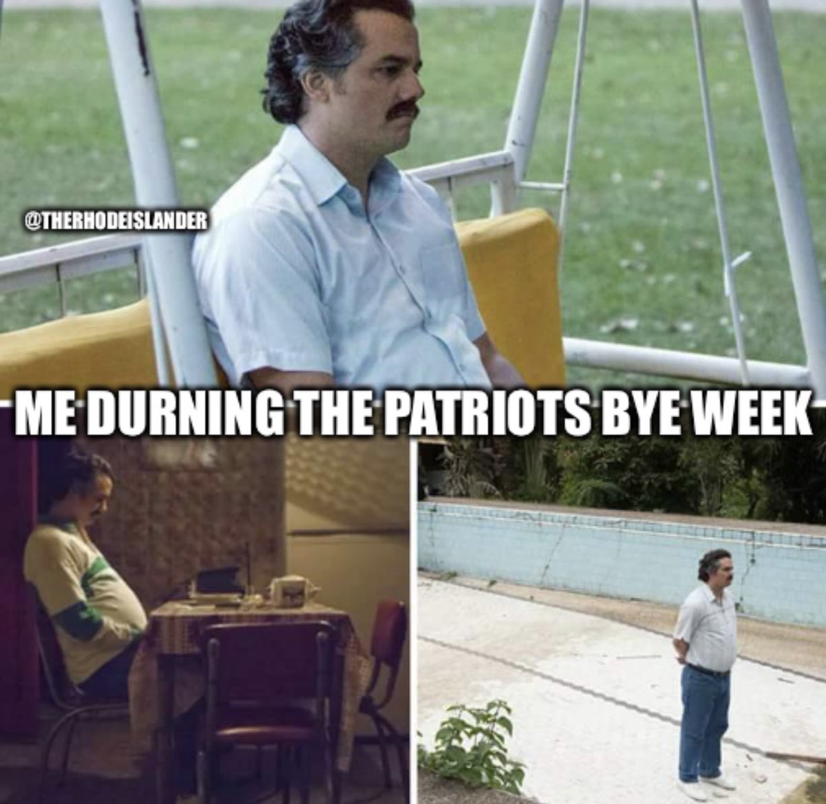 TheRhodeMeme's tweet photo. Does anyone else feel this way? 
🏈❤️😐

#nflmemes #patriots #patriotsmemes #rhodeisland #therhodeislander #newenglandpatriots #byeweek #newenglandpatriots https://t.co/IFjHTG8Vn7