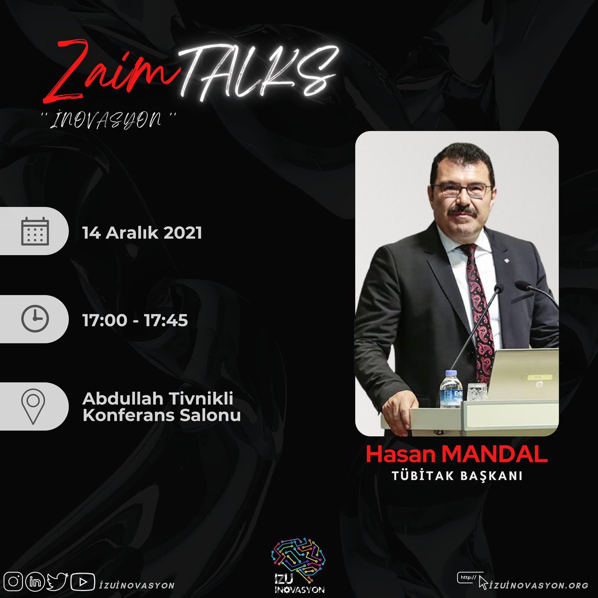 İZÜ İnovasyon Kulübü’nün organize ettiği “Zaim Talks” etkinliği 14 Aralık Salı günü gerçekleşecek. 

Detaylı bilgi için: izu.edu.tr/etkinlikler/20…