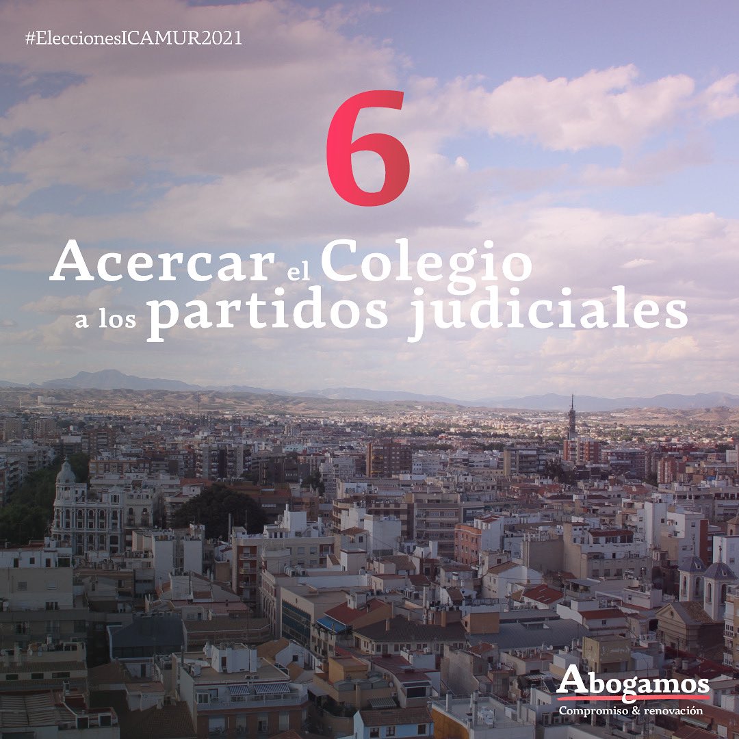 Abogamos_'s tweet photo. ACERCAR ICAMUR A LOS PARTIDOS JUDICIALES

Abogamos porque el ICAMUR esté presente de manera real y efectiva en todos los partidos judiciales y sea accesible para todos los letrados de la Región.

Vota por el cambio en las próximas elecciones del 18D.

#eleccionesicamur2021 https://t.co/QdnL7Upw2c