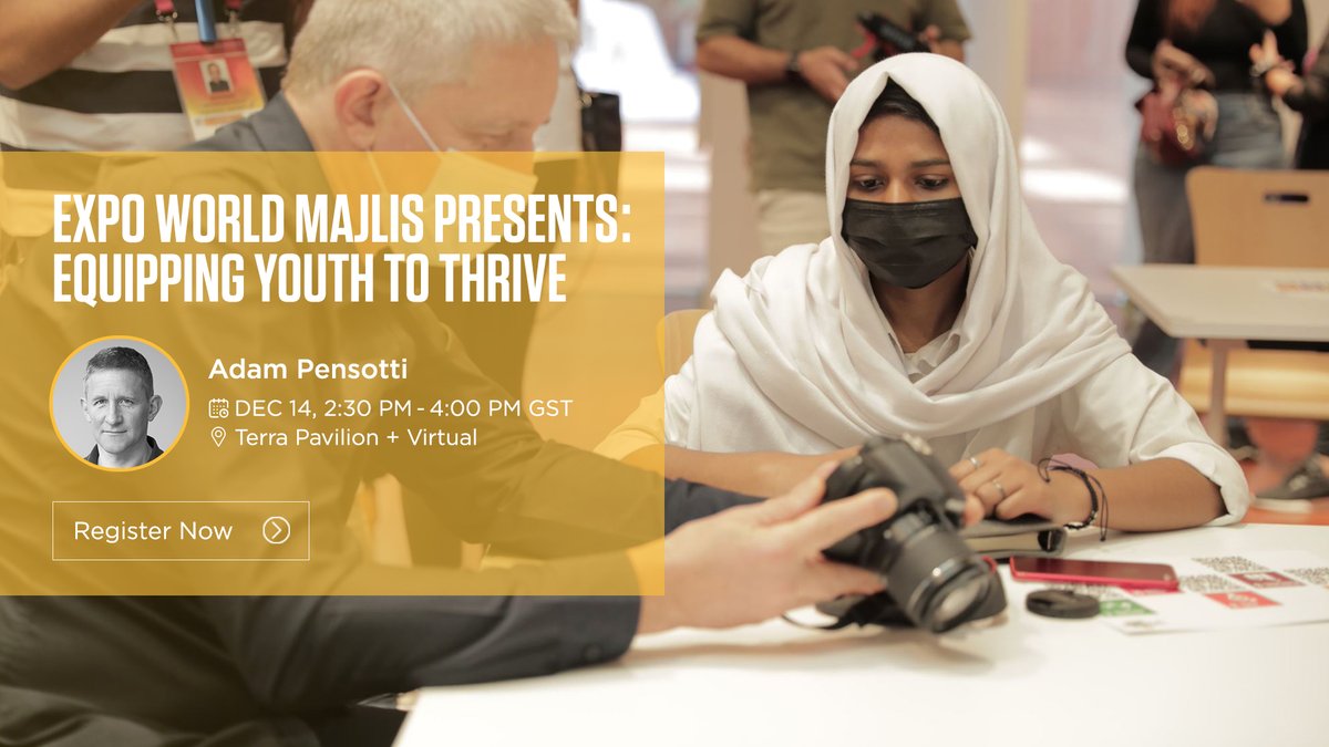 Visionaries, thought-leaders and change-makers will come together on 14 December to explore solutions that can help our youth thrive in a rapidly evolving world.
@expo2020dubai @adampensotti
Register:https://t.co/BzrTr7dRF2
#CanonCNA #Expo2020 #Dubai #WorldMajlis https://t.co/zX4CT4pu5E