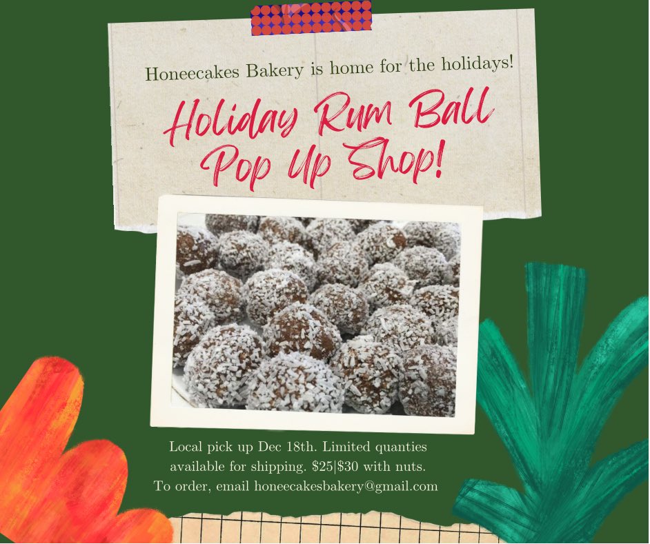 She’s back for a moment
with a dessert loved by all,
Indulge this holiday season with @honeecakesbakery’s delicious rum balls🎄🎄🎄

Details in the flyer below. To order, email honeecakesbakery@gmail.com