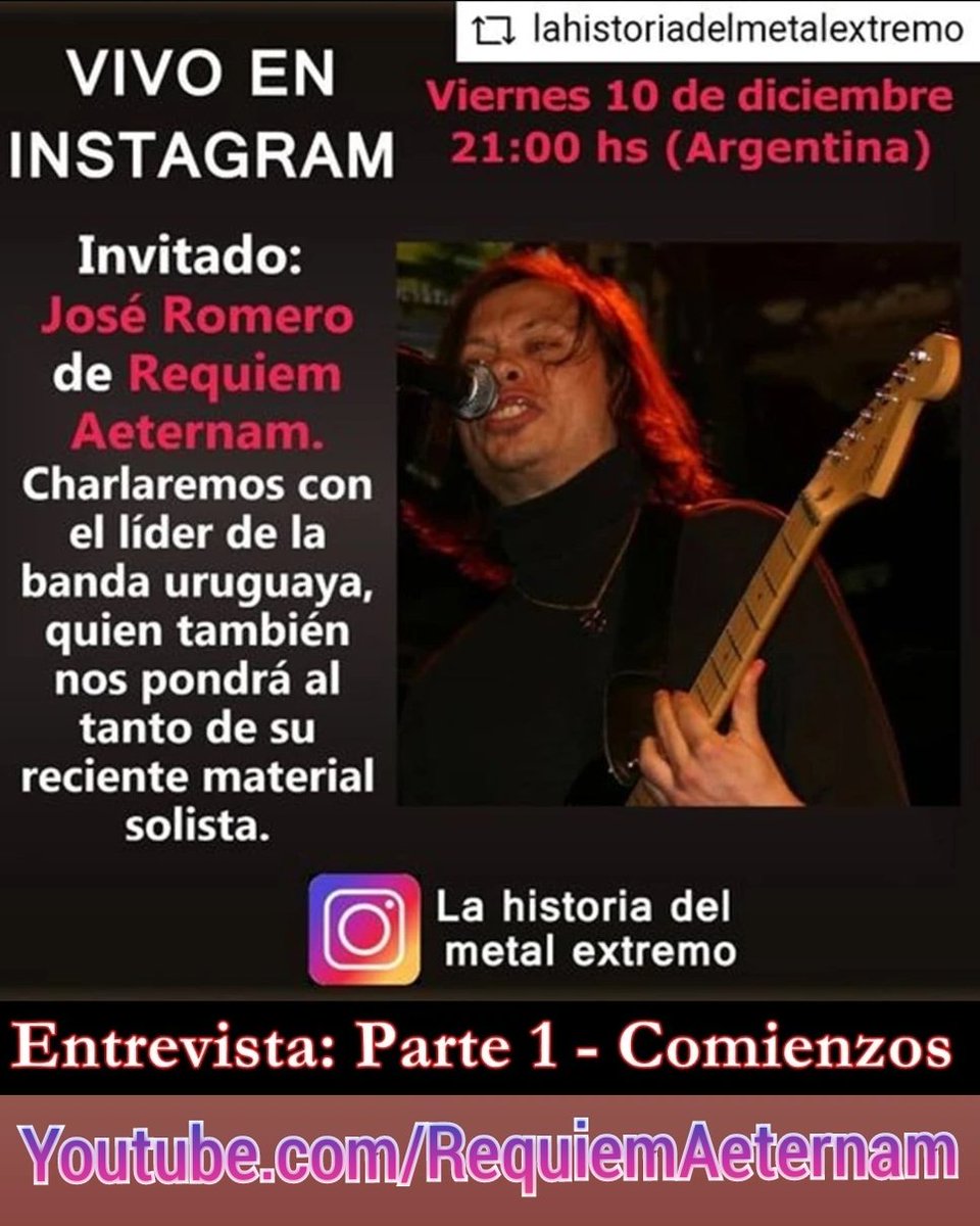 JBRomero_RA's tweet photo. https://t.co/sf3oBxqdZh
🎧🎙🇦🇷☝(Spanish Only)
#InterviewLive / #EntrevistaEnVivo 
La parte 1 de esta excelente entrevista está ahora disponible via #RequiemAeternamTV

La entrevista en directo completa puede ser vista en 👇 https://t.co/m8WV38LwAq

#JBRomero #requiemaeternamband https://t.co/EPmuNC7RoP