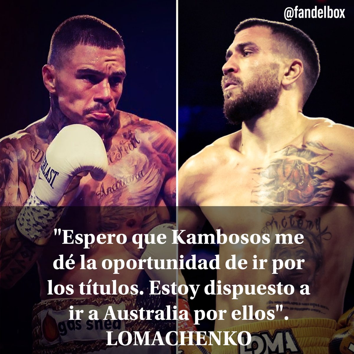 #lomachenko quiere sus títulos de vuelta y está dispuesto a ir donde sea por ellos.
¿Aceptará el reto el australiano Kambosos de la estrella ucraniana?

#kambososlomachenko #kambososloma #boxeo #boxing @VasylLomachenko vs @georgekambosos