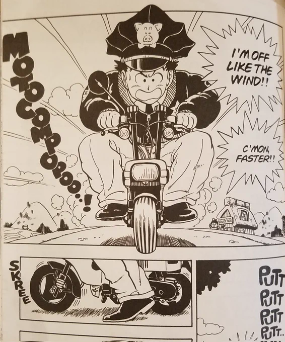 Working a double, slow enough day for some reading, and I spot a Motocompo. Makes the day better. ('Motocompopoo!' as a sound-effect is great) 