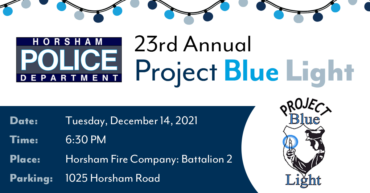 HorshamTownship's tweet photo. Please join us for the return of our Project Blue Light Ceremony, this Tuesday, December 14, beginning at 6:30 PM at the Horsham Fire Company, Battalion 2 (Parking @ 1025 Horsham Road).
#ProjectBlueLight #HorshamConnected #HorshamPD #RememberTheFallen #NeverForgotten #Thank You https://t.co/iAzTy5qkIc