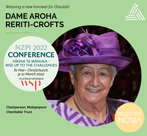 Introducing Dame Aroha Reriti-Crofts (Ngāi Tūāhuriri, Ngāi Tahu), keynote speaker at #NZPIC2022. 

#NZPI #NZplanning #Conference #HikinaTeMānuka #RiseUptotheChallenges  #KeynoteSpeaker 
#DameArohaReriti-Crofts

Bio:  bit.ly/3Icwrps 
Register:  bit.ly/3E9xV0W