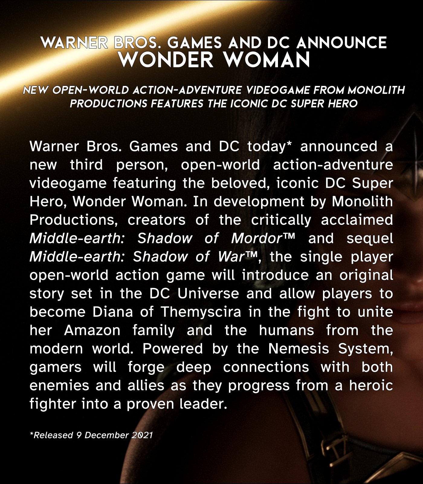 UPDATE: Monolith's Upcoming WONDER WOMAN Game Could Be Using The 'Games As  A Service' Model