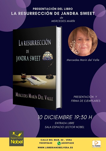 corinaquinteto's tweet photo. El pasado día 10 de diciembre, presenté mi novela: La resurrección de Jandra Sweet en El Espacio Lector Nobel, en Vera (Almería). Anteriormente la había presentado en Pulpí y en Águilas. Os aseguro que es un regalo estupendo para estas navidades. https://t.co/80q5Zh8Onz