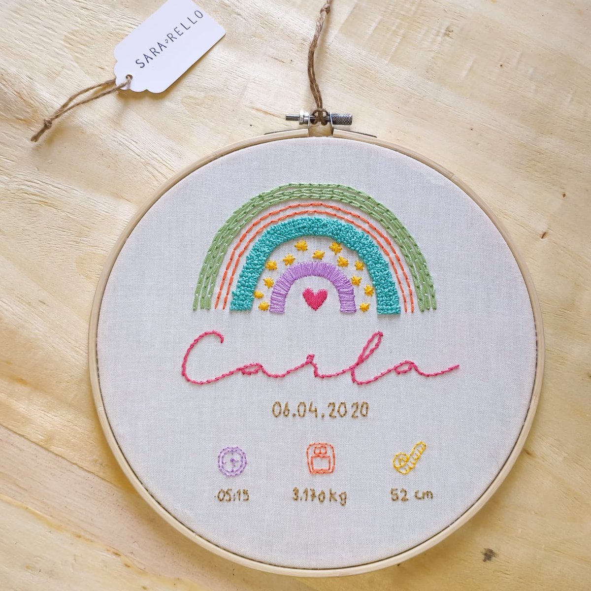 sararello's tweet photo. NEW💫 Rainbow baby born🌈

Nuevo modelo de bastidor para recién nacido💖

¿Qué os parece?

#bordados #embroideryhoop #handmade #reciennacidos #sararello https://t.co/xAXXm0mlxB