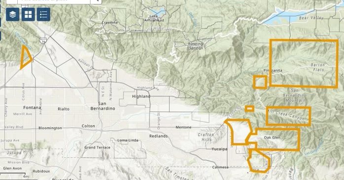 sbcountysheriff's tweet photo. EVACUATION WARNING:                     The National Weather Service is predicting significant rain fall in the next few days in areas previously affected by wildfires, and a Flash Flood Warning has been issued. https://t.co/pbX7MJcNY2