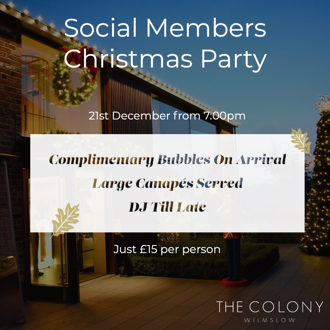 Join us on the 21st December for our Social Members Christmas Party, tickets are just £15 a head and include welcome drinks, large canapés and DJ till late.

Click here to book your ticket...bit.ly/2ZT3AVO

#ChristmasParty #Christmas #Party #Bubbles #Wilmslow #Cheshire