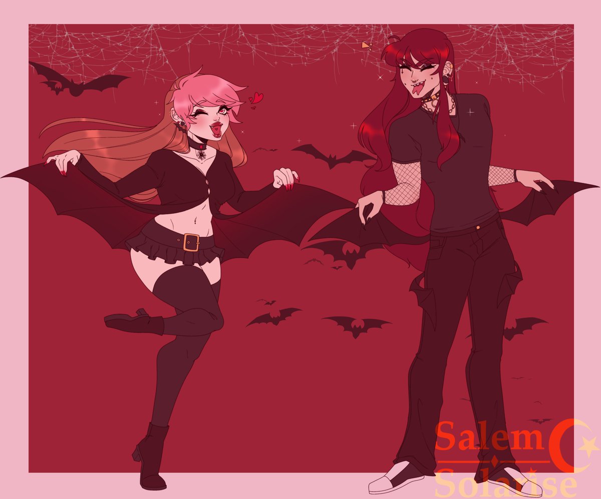 SalemSolarise's tweet photo. maroske peech bat skirt gf and la lune bat jeans bf!!! https://t.co/825pSZcAJt