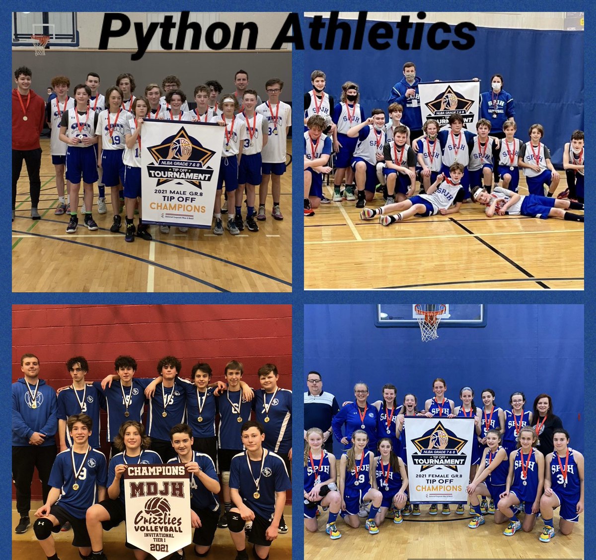 SPJH_PE's tweet photo. What a weekend for #PythonAthletics Big shout out to all of our student athletics and volunteer coaches! It is great to see so many Pythons active in multiple sports! @SPJHPythons @NLESDCA @MPSportAlliance #ActivePythons #SchoolCommunity https://t.co/vejRkJ3Qiy