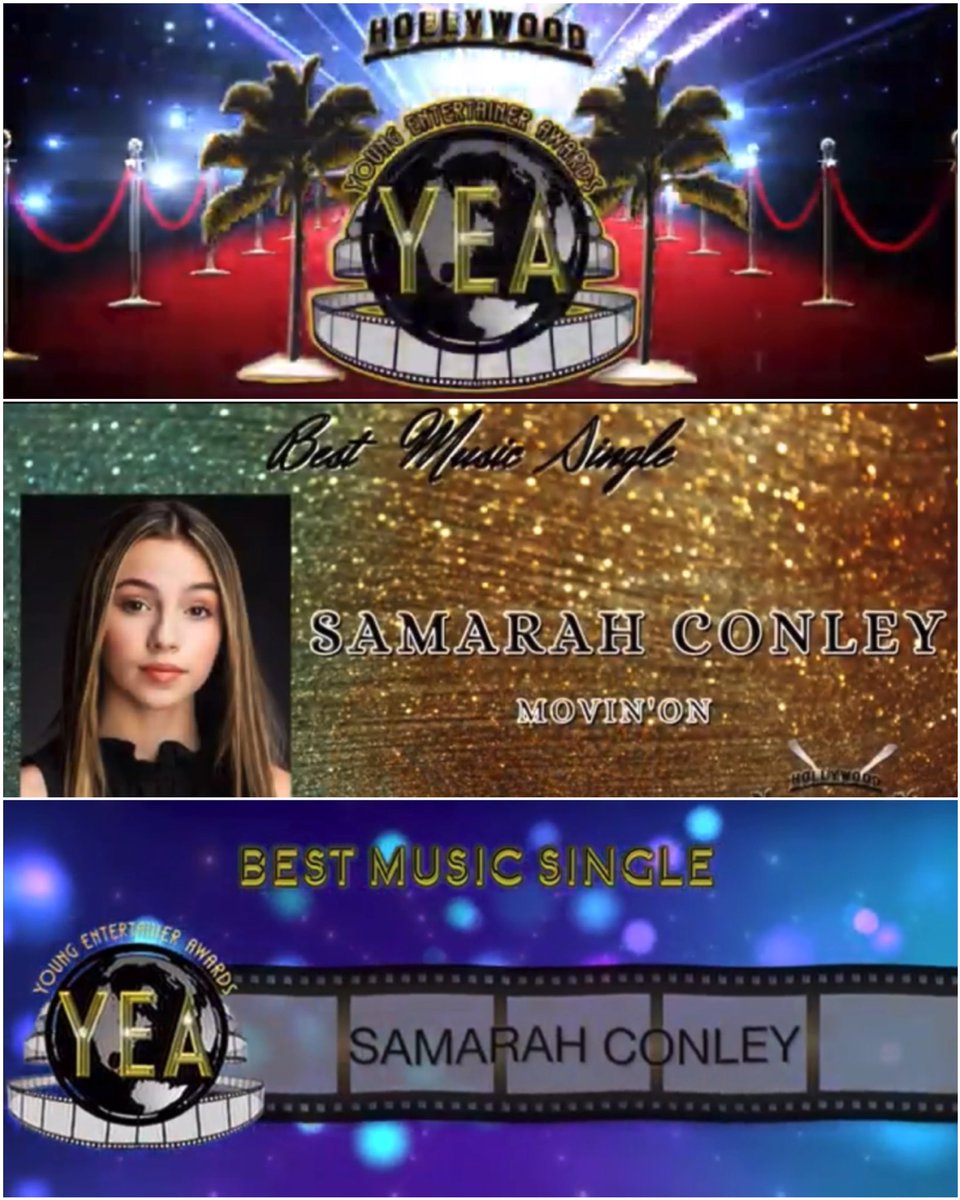 SamarahConley's tweet image. The 6th annual Young Entertainer Awards was yesterday and Movin’ On WON for Best Music Single!

Thank you @YEAAWARDS for this incredible recognition!

#YEAAwards2021 #youngentertainerawards #youngentertainers #singersongwriter #recordingartist #rain #movinon #spotifyplaylist