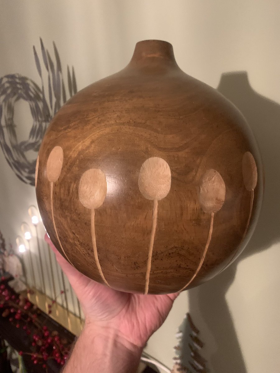 Picked up this interesting wooden vase thing at a Christmas Fayre bric-a-brac stall on Fri. Walking back to the car, 13yo son turned it over and said “there seems to be an inscription on here…” - to my great amusement (and pride) <a href="/HeavensVault/">Heaven's Vault</a> <a href="/inkleStudios/">inkle is EXPELLED!</a>
