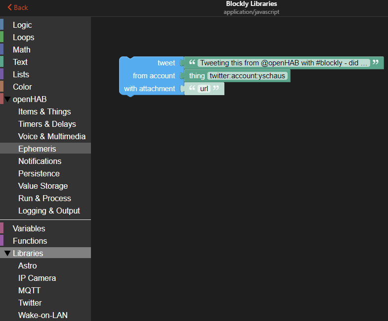 Tweeting this from <a href="/openHAB/">openHAB Project</a> with #blockly - did it work?