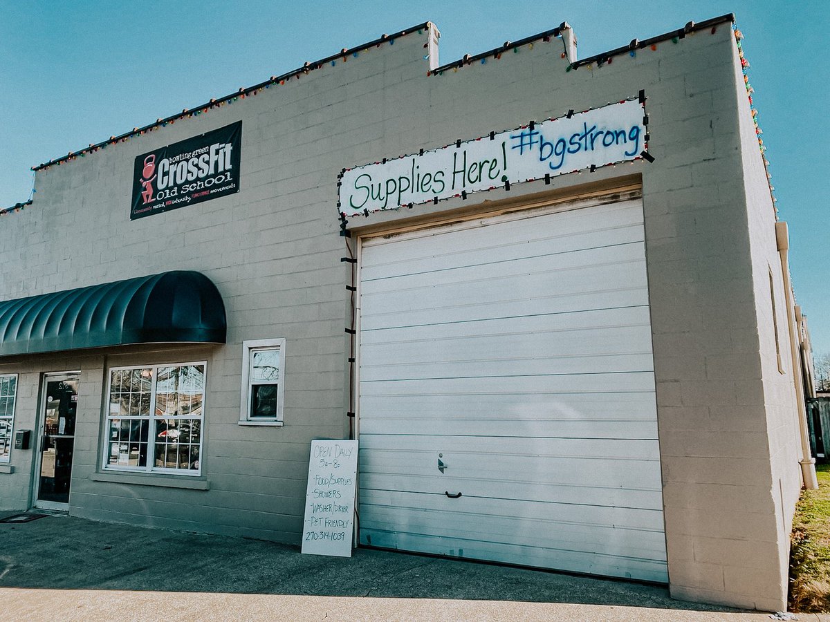 Tornado Relief Supplies are at CrossFit Old School! 512 College Street, Bowling Green. Open Daily 5a-8p. Food/Supplies. Showers. Washer/Dryer. Pet Friendly. #bgstrong #kentuckystrong #togetherky