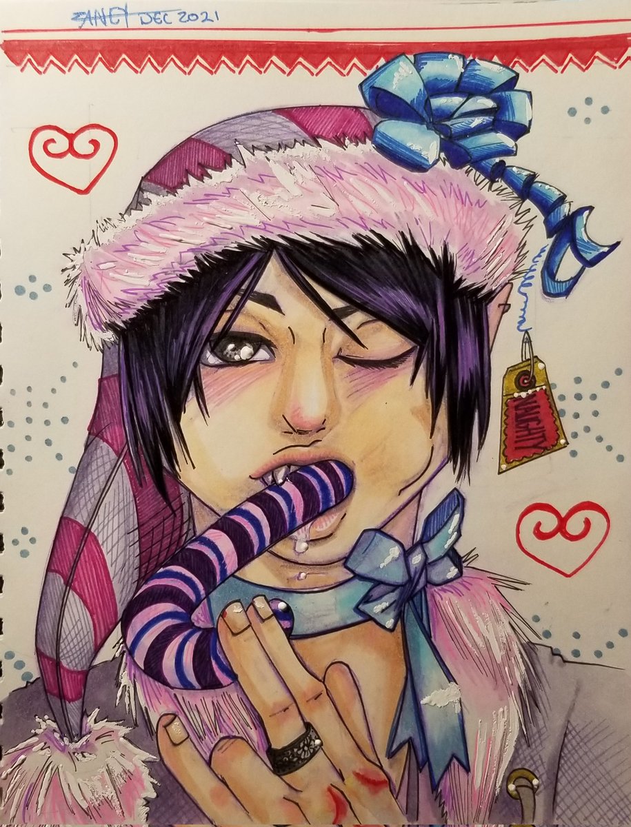 Zaneyhacknslash's tweet photo. Merry XXXMAS

#art #ArtistOnTwitter #myart #originalcharacter #originalcharacters #originalart #traditionalart #copic #markerart #copicmarkers #AnimeArt #animevampire #animeboy #Vampire #Christmas #MerryChristmas #bipride #bi #mangacoloring #mangaart #mangabl #christmascard https://t.co/ReOFl0dM3p