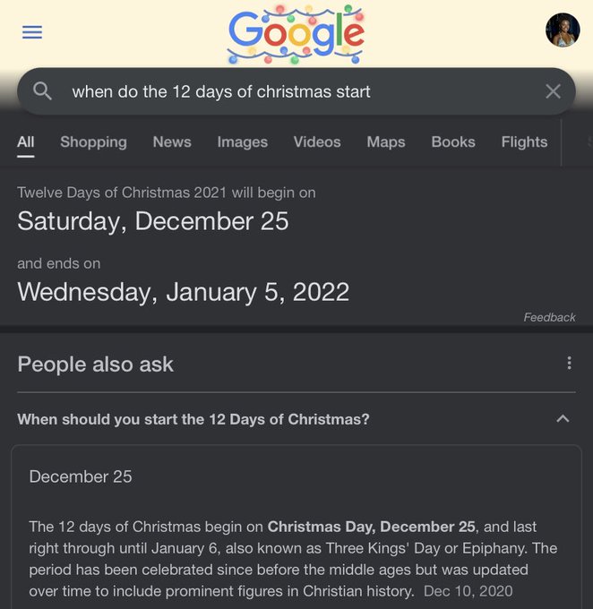 Just found out the 12 days of Christmas starts on Christmas Day and ends January 6??? https://t.co/9<a href="/tag/aiart"class="tags"><span>#aiart</span></a>