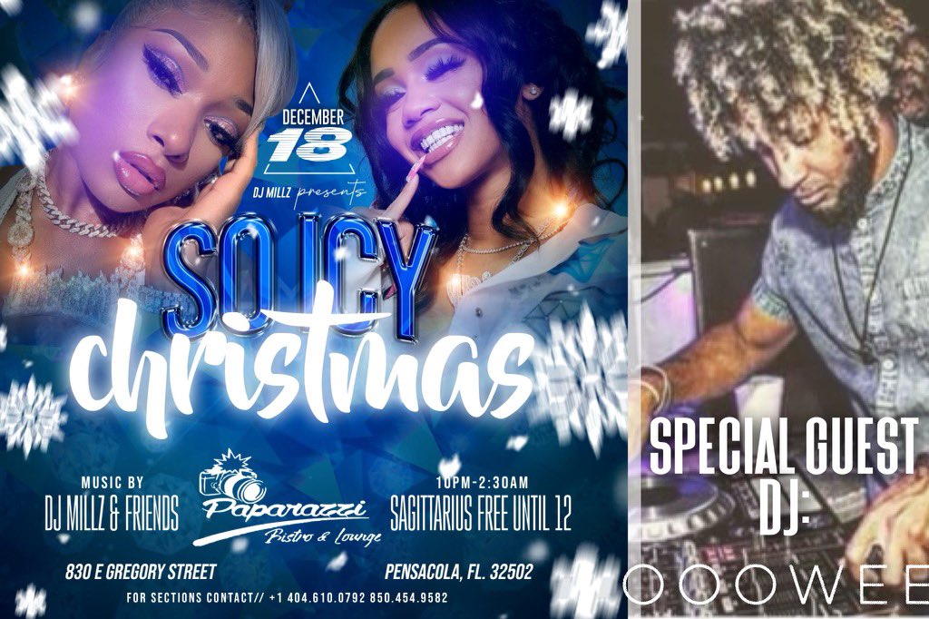 DjMillz850's tweet photo. SO ICY CHRISTMAS ❄️🥶

SATURDAY DECEMBER 18TH

@ CLUB PAPARAZZI 🍾

Music By: 
@DjMillz850 
@DJZiggy850 
@HaleTheeKing 
@WeeBeTheReason 

SAGITTARIUS FREE UNTIL 12

For Sections or More Info Contact: +1 (470) 223-2890 or  (850)-454-9582 🍾 https://t.co/sdje9OpfNr