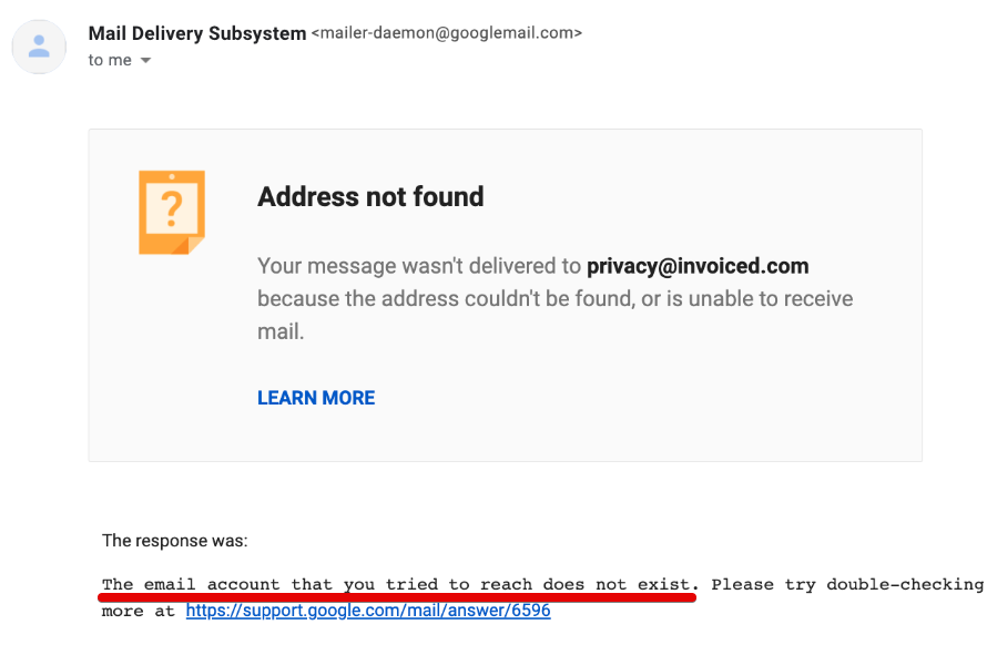 gonzebo's tweet photo. .@InvoicedApp hey how come the contact email you've listed on your privacy page does not exist?? https://t.co/MXtfX6S12n