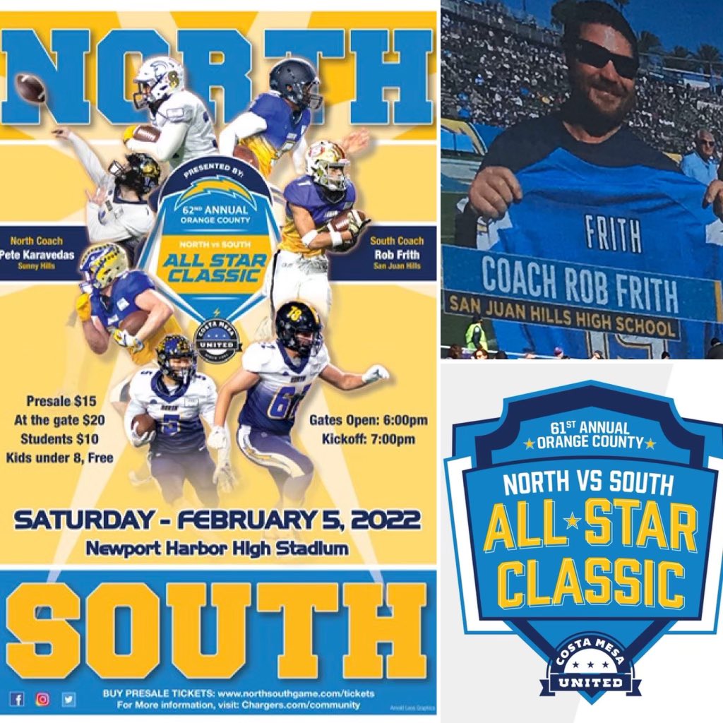 SJH Football (@sjhhsfootball) on Twitter photo 💥2019 <a href="/chargers/">Los Angeles Chargers</a> Coach of the Year, <a href="/FrithRobert/">Robert Frith</a> and the San Juan Hills Coaching Staff, will lead the SOUTH in this years OC ALL-STAR CLASSIC on Feb 5th. The unveiling of the South Roster starts tomorrow, with announcements all week long.
STAY TUNED📈
#LETSGO🔥 💥2019 <a href="/chargers/">Los Angeles Chargers</a> Coach of the Year, <a href="/FrithRobert/">Robert Frith</a> and the San Juan Hills Coaching Staff, will lead the SOUTH in this years OC ALL-STAR CLASSIC on Feb 5th. The unveiling of the South Roster starts tomorrow, with announcements all week long.
STAY TUNED📈
#LETSGO🔥