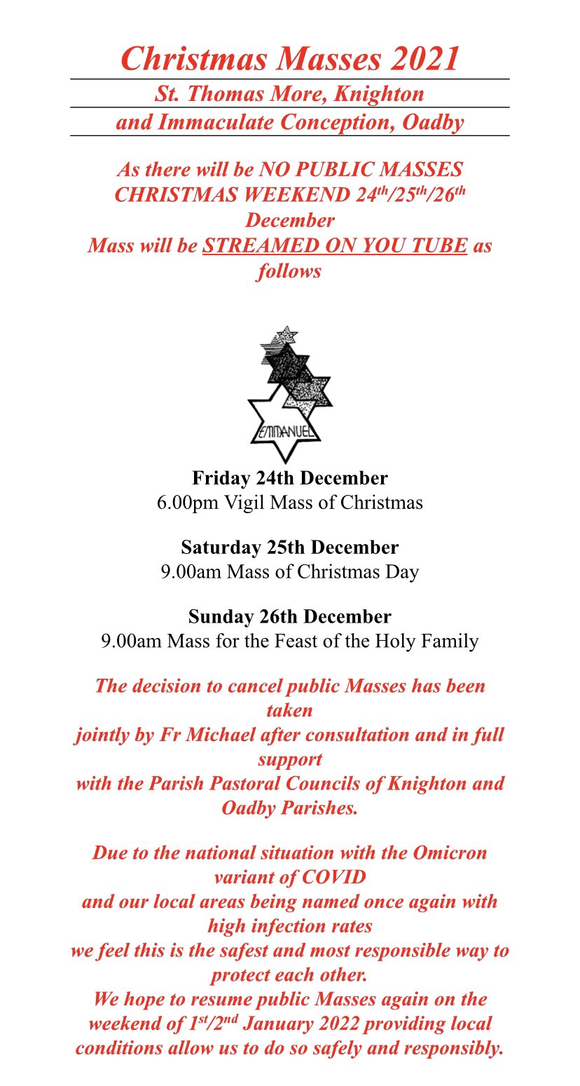 St Thomas More Christmas 2022 Stm Leicester On Twitter: "Important Information About Christmas Masses At St  Thomas More Church Leicester. Https://T.co/Kef9Ezufg1" / Twitter