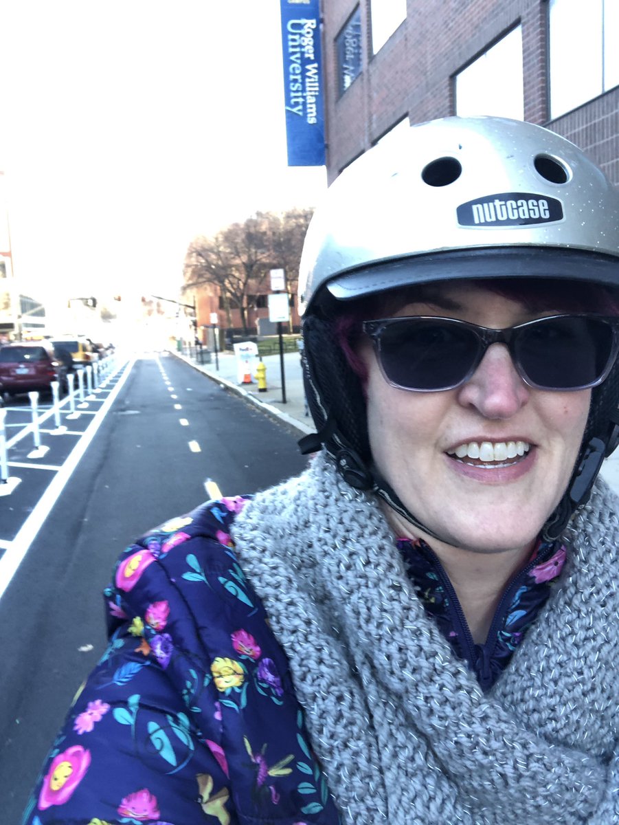 Detoured while running errands so I could check out the new 2-way #bike lane in downtown PVD. It’s lovely but I still have questions about the bike infra around town….