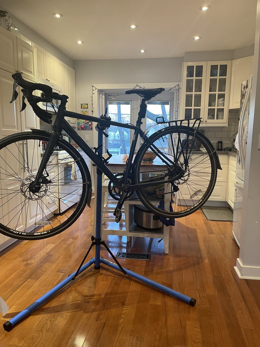 Bike repairs in Canada when you don’t have a garage and it’s too cold outside!