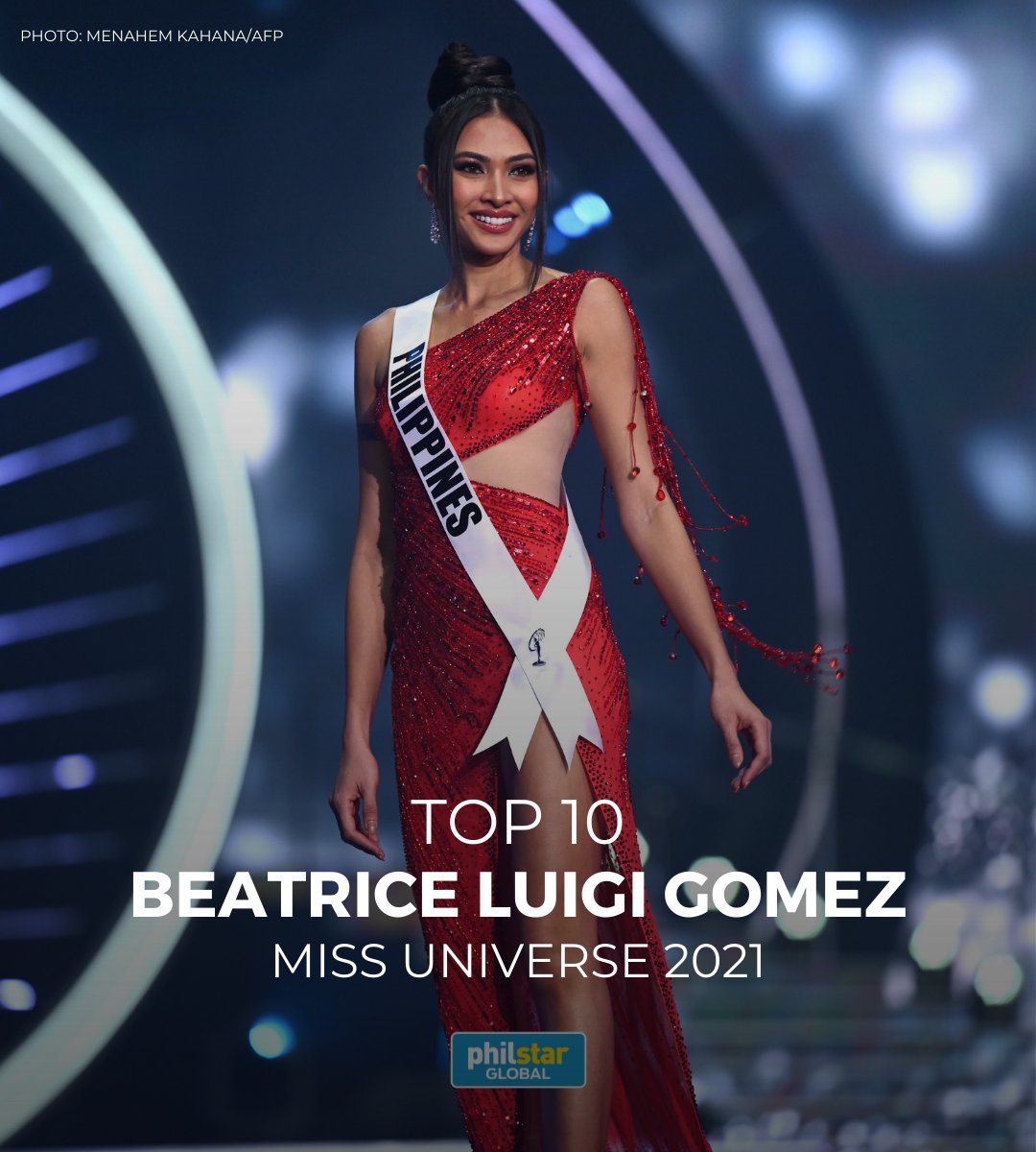 PhilstarNews's tweet photo. JUST IN: Beatrice Luigi Gomez enters the top 10 of the 70th Miss Universe held in Israel. #70thMissUniverse 

READ: https://t.co/YyLwmtbjLs https://t.co/sHsKLF8iaF