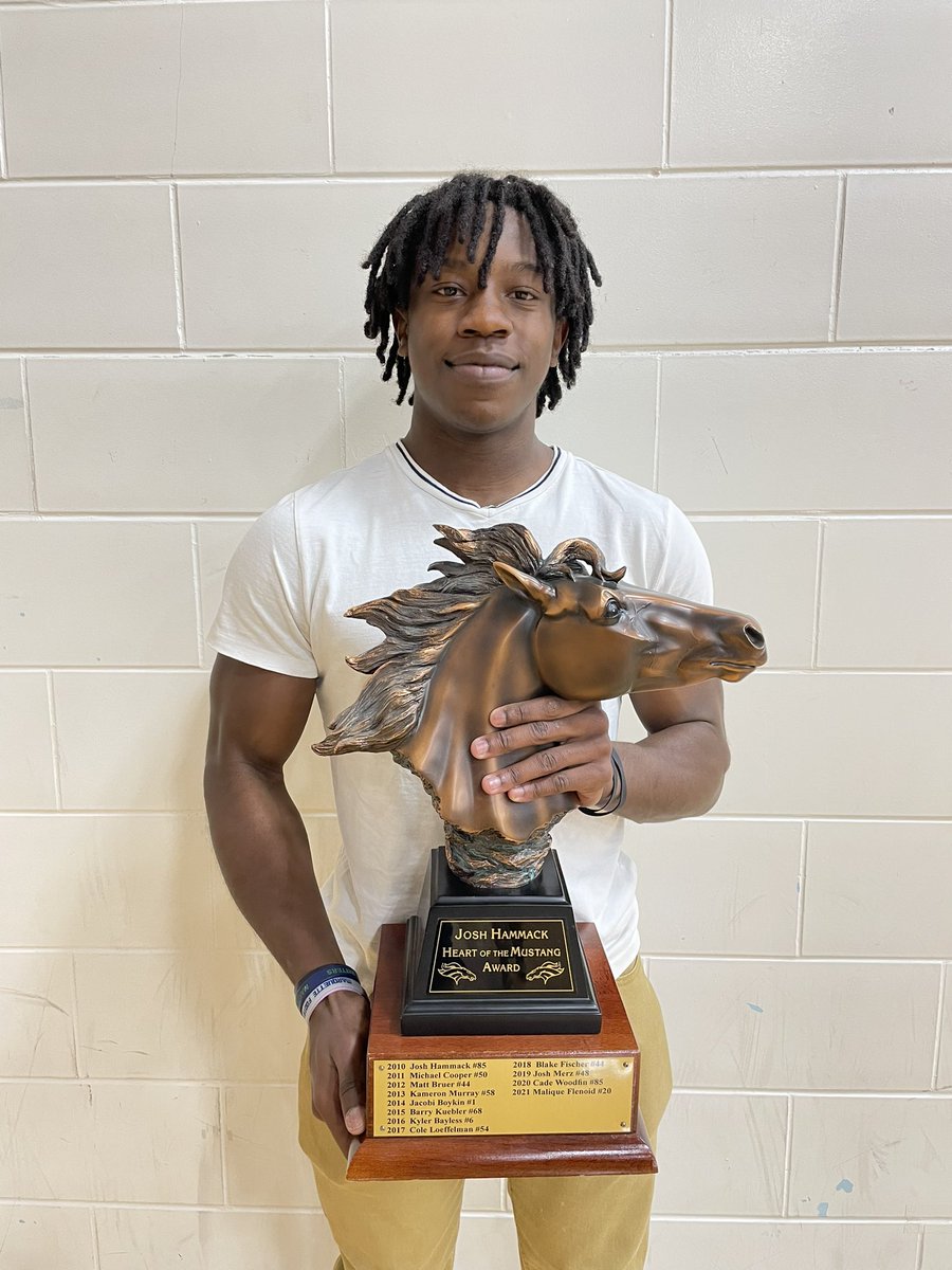 Congratulations to our 2021 Heart of the Mustang award winner, Mr. Malique Flenoid!