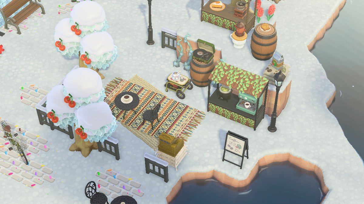 jrhartauthor's tweet photo. I've added a few more things over here (including some DIYs for guests to take if they need them), but here is my small outdoor cafe.
#acnh #acnhdesign #acnhinspo #outdoorcafe #AnimalCrossingNewHorizions #animalcrossing #acnhstall #cafecore https://t.co/KG5uuvmjWG