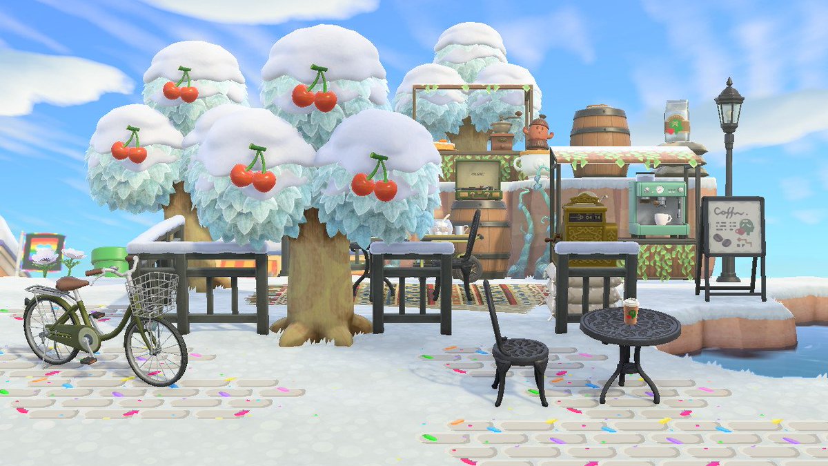 jrhartauthor's tweet photo. I've added a few more things over here (including some DIYs for guests to take if they need them), but here is my small outdoor cafe.
#acnh #acnhdesign #acnhinspo #outdoorcafe #AnimalCrossingNewHorizions #animalcrossing #acnhstall #cafecore https://t.co/KG5uuvmjWG