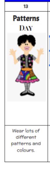 Monday is Patterns Day for the first day of our spirit week!!